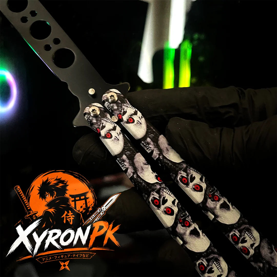 Butterfly Trainer Knife – Skull Edition | Premium Balisong Practice Knife